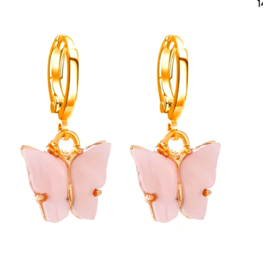 New fashion earrings dangle fancy pink butterflies
